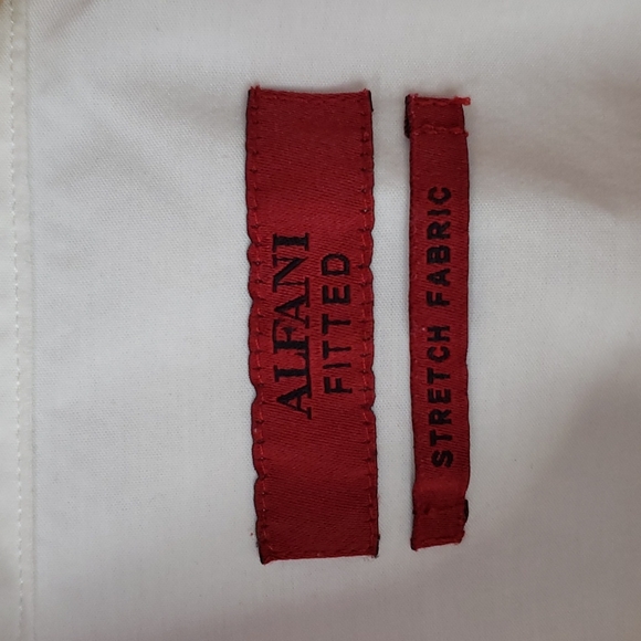 Alfani Fitted Stretch Fabric White Button Down Business Shirt, 15 1/2 32-33 - Picture 2 of 15